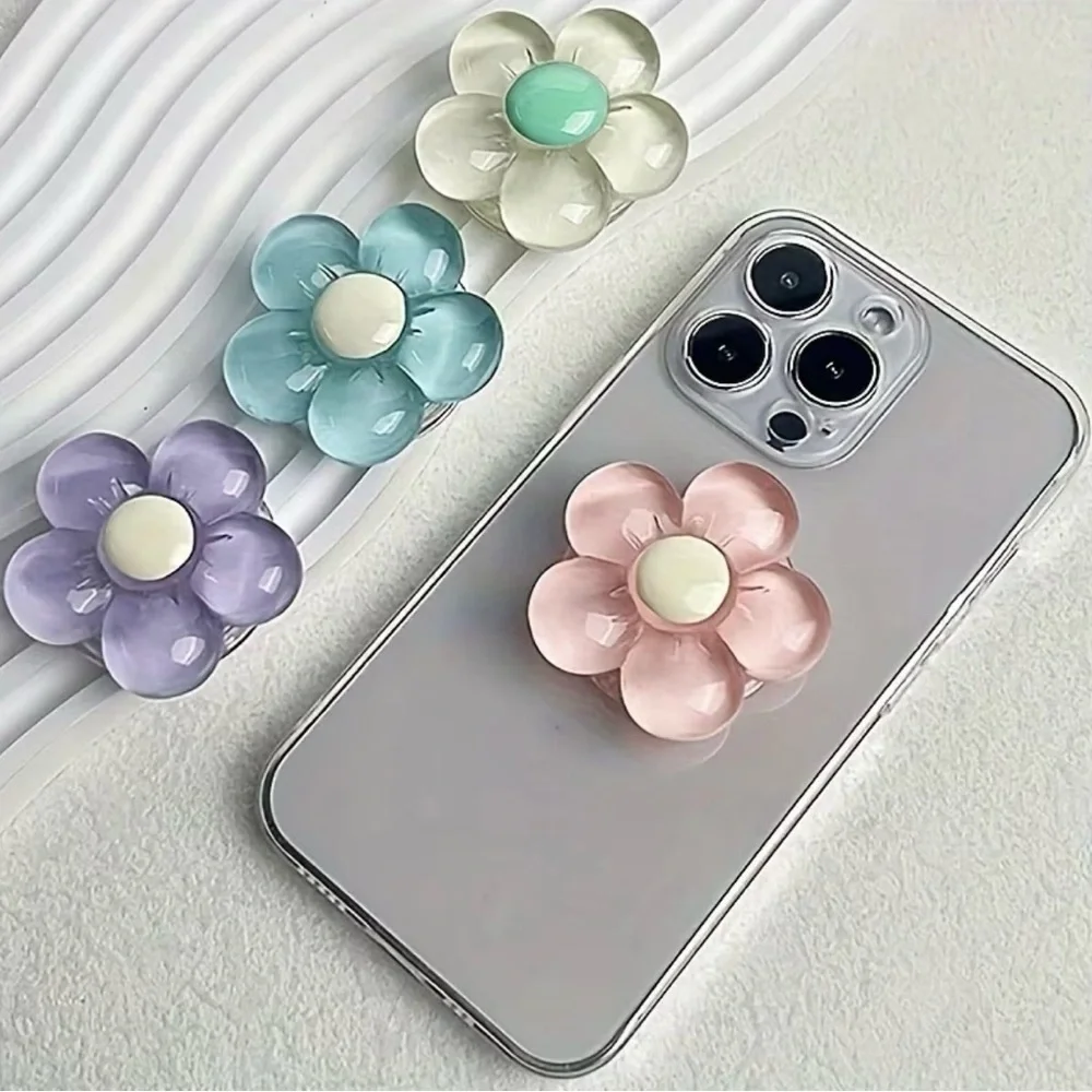NWT 4-Pack 3D Flower Phone Grip Pop Socket Stand Holder Pastel Floral Set